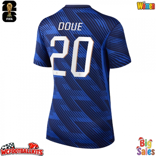 France Desire Doue #20 Replica Home Stadium Shirt for Women World Cup 2026 Short Sleeve